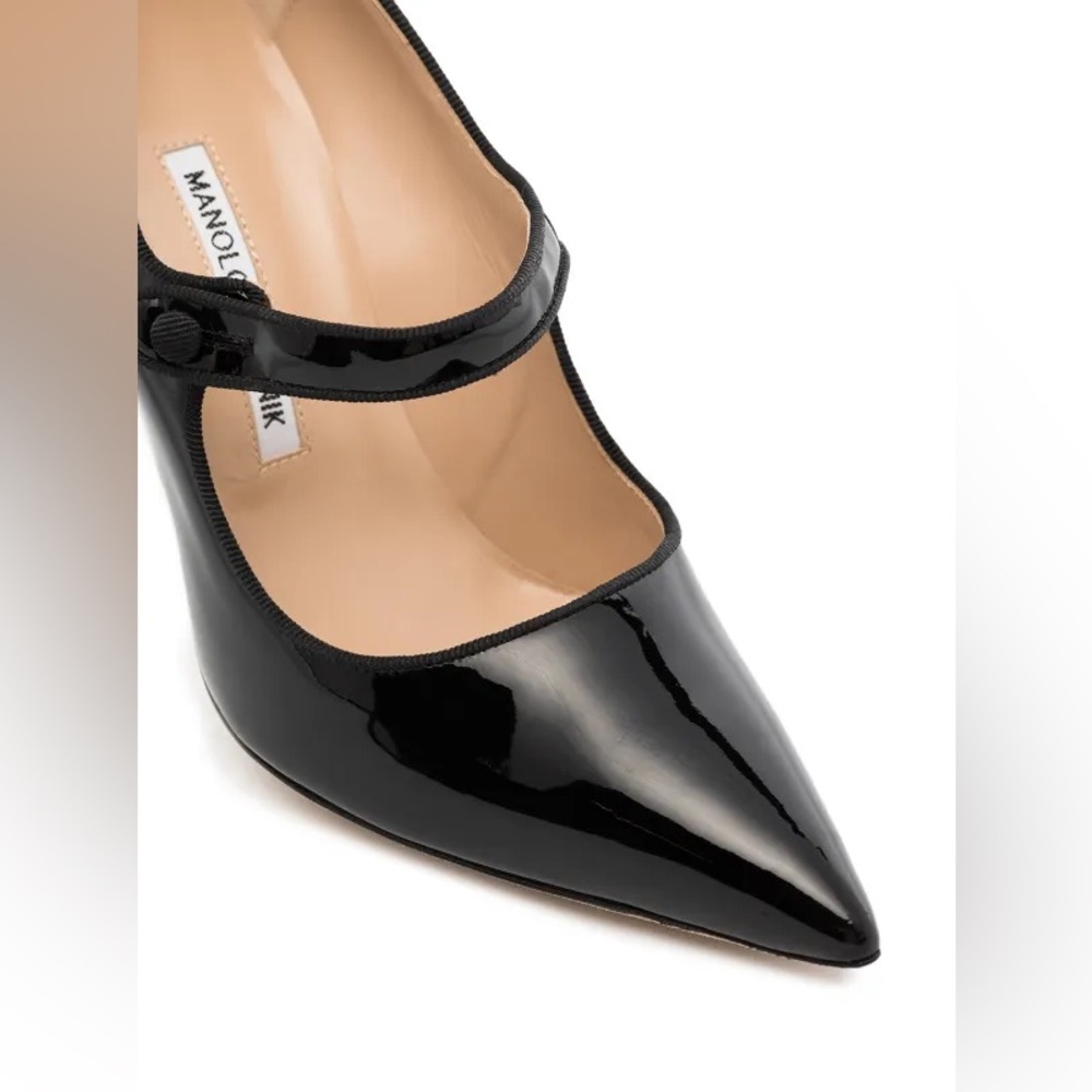 ❌SOLD❌ Manolo Blahnik Campari 105mm Mary Jane Heels Black Patent Leather 39 - Picture 3 of 11